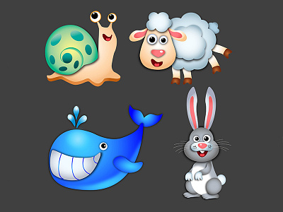animals animals design game design graphic hare illustration lamb snail vector whale