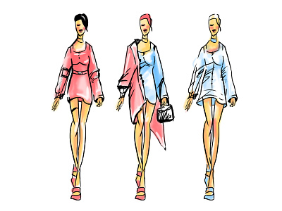 fashion sketch fashion girl graphic illustration pink sketch