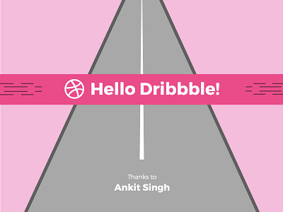 Hello Dribbble! branding debut dribbble first shot goal hello invitation pink player run