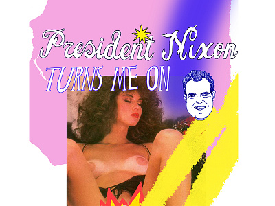 President Nixon collage drawing girl hot poster