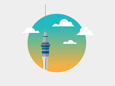New Zealand Tower clouds gradient icon location needle new zealand sunset tower
