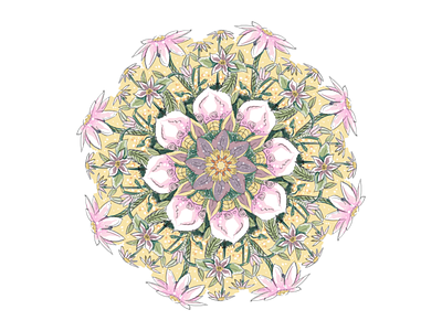 Flower Garden daisy design flower garden green growth happy illustration pink symmetry