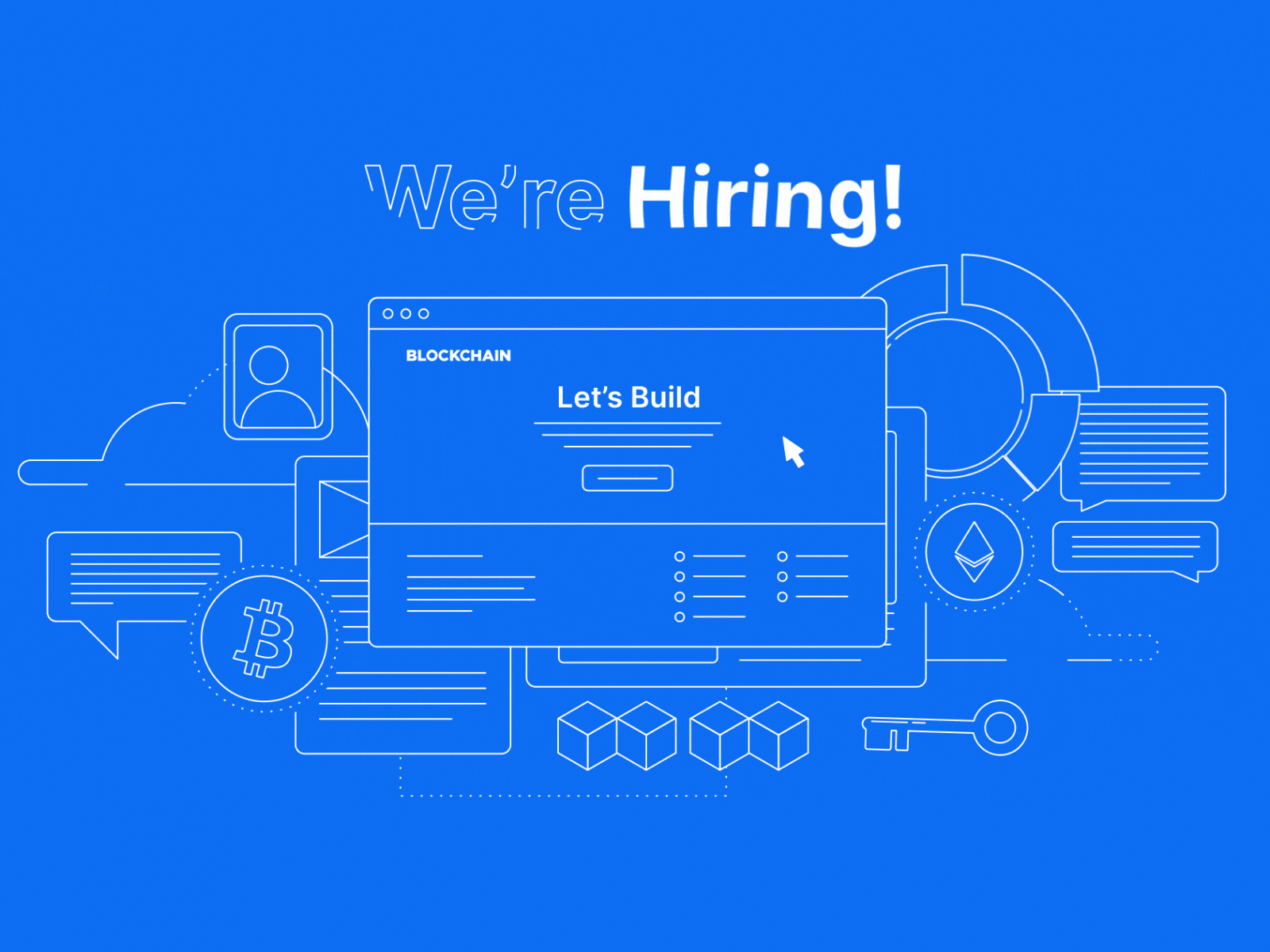 We're Hiring! bitcoin blockchain crypto crypto wallet cryptocurrency ethereum hiring key user were hiring