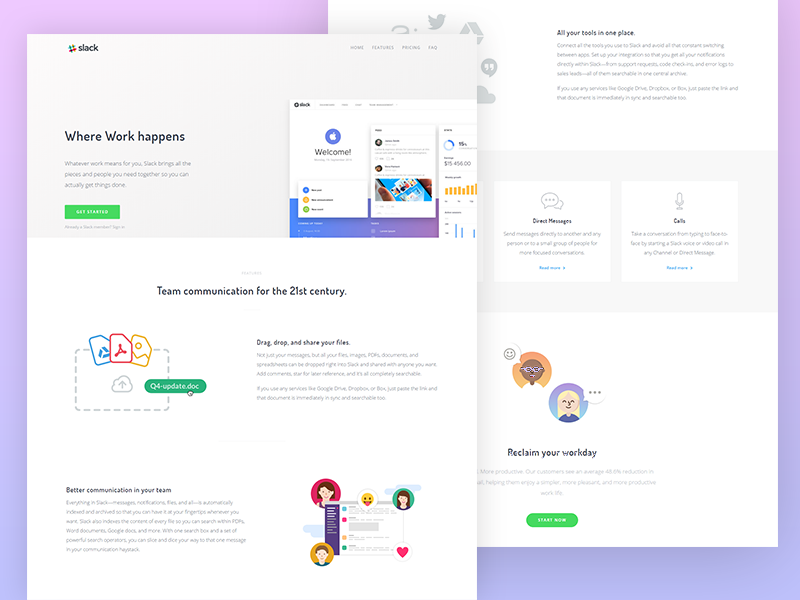 Slack landing page redesign by TheTheme.io on Dribbble