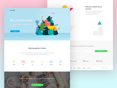 Zendesk landing page redesign landing page product redesign software startup thesaas webapp zendesk
