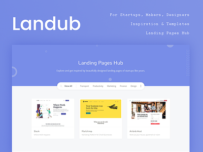 Landub.com — Landing Pages Hub bootstrap design directory inspiration landing landing page listing page portfolio startup thesaas ui websites