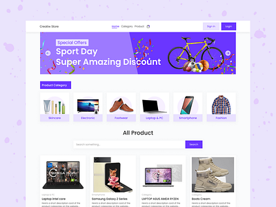 Landing Page Website E-Commerce design kit designclean ui design e commerce figma landing page purple template ui uiuxdesign ungu web website