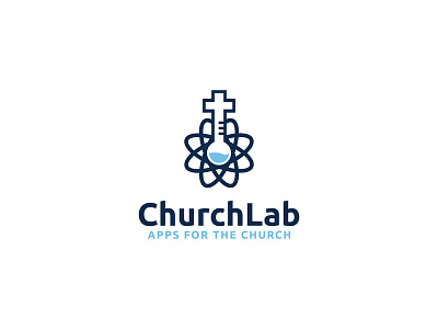 ChurchLab atom chemistry church cross logo test tube