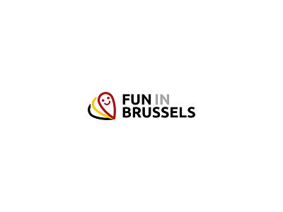 Fun in Brussels belgium brussels clean design flat fun icon logo pin smiley