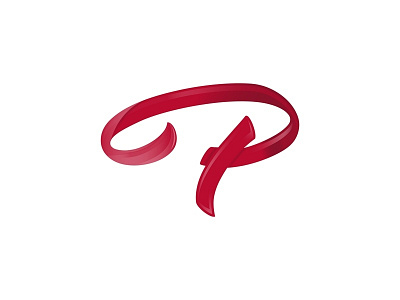 Letter P design handwriting letter logo p red