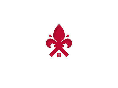 Roof clean flat fleur de lis house icon logo modern roof