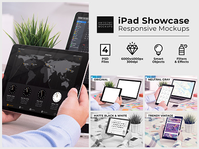 iPad Showcase Responsive Mockups app awesomemockups desk desktop ipad ipad pro ipadpro mock up mock up mockup mockup psd mockups office presentation psd psd mockup showcase ui ux