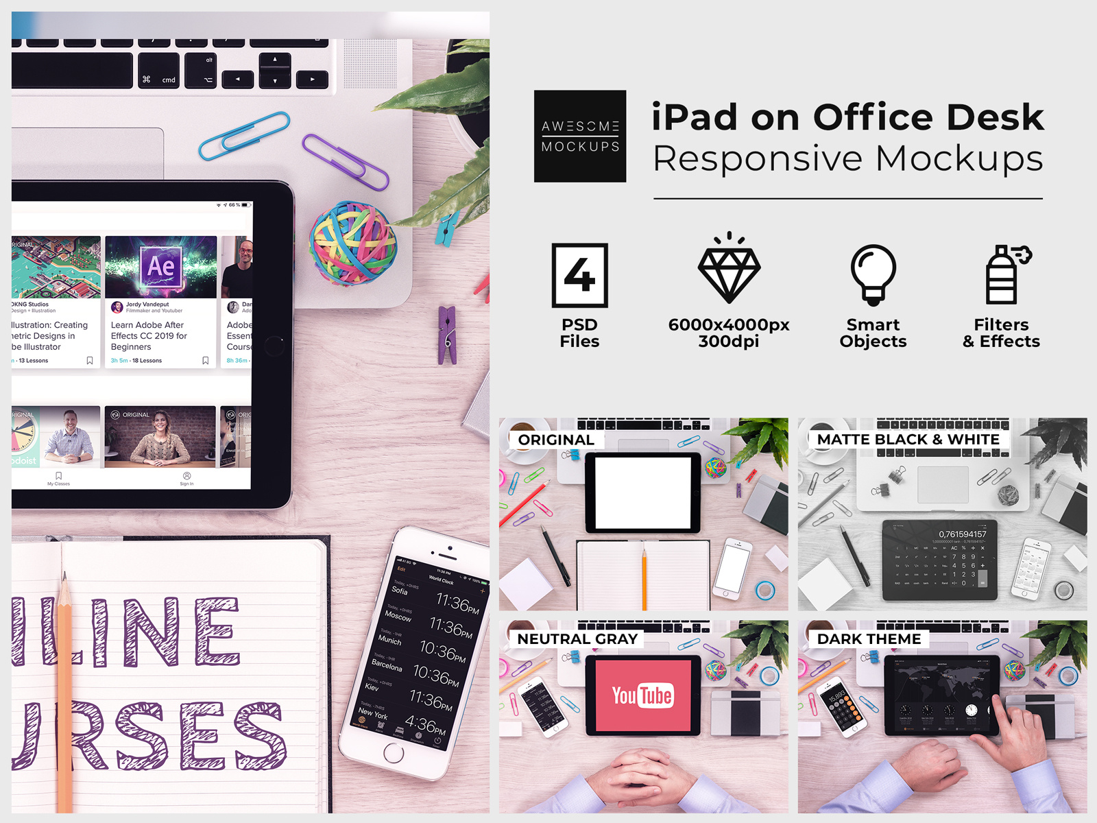 iPad on Office Desk Top View Mockups by Alexey Boldin on ...