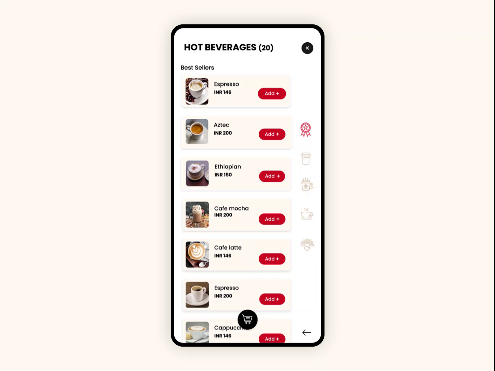 Cafe coffee day - Instore coffee booking mobile app by Dhisti Desai on