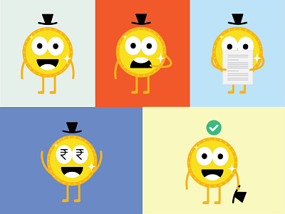 Mr. Coin Character adobeillustrator app appdesign character coin design finance fun illustration illustrations reactions scenes ui ux