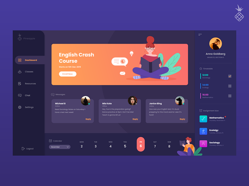 Student Dashboard design by Dhisti Desai on Dribbble