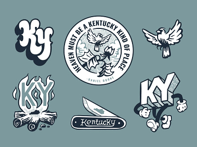 Kentucky Sticker Designs campfire daniel boone kentucky state pride stickers