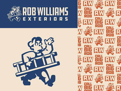 Rob Williams Exteriors Branding alternate branding construction logo pattern