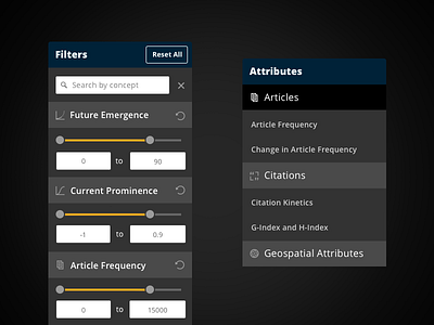 Horizon Scanning Filters dark dark interface interface ui