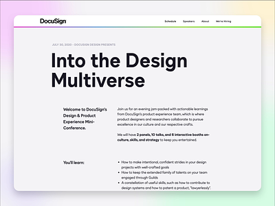 DocuSign PX Multiverse Website conference docusign event branding uxdesign webdesign webdesigner website