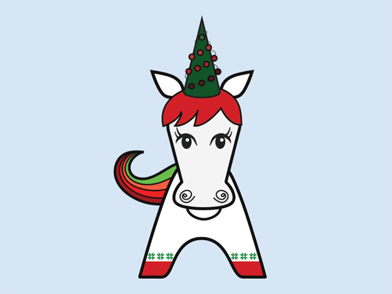 Christmas Unicorn aftereffects animation christmas holiday illustration merrychristmas unicorn