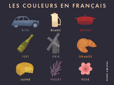 French Colors 400x300 car champagne cheese colors croissant flower french french press lavender le creuset pot windmill