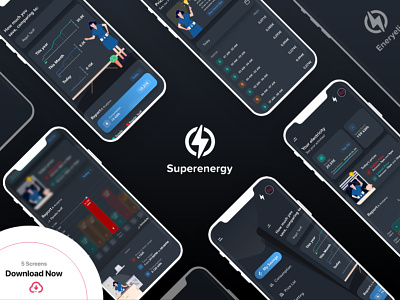Energy App Concept - Dark App android app dark app dark theme dark ui energy energy app ios app power