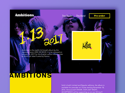 Concept of a landing page for OOR's new album