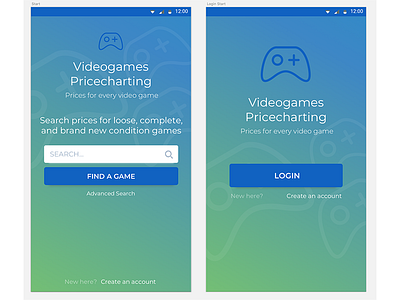 VGPC - Initial Start app mobile ui video games