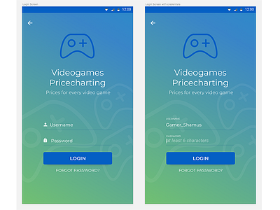 VGPC - Login app login mobile ui video games