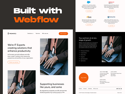 Cooperate website built using Webflow