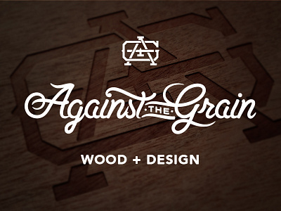 Against The Grain branding engrave etch laser lettering logo monogram script wood woodwork