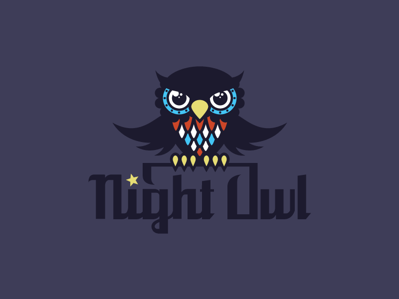 Night Owl animate animation bird feather gif hoot logo night owl star wing