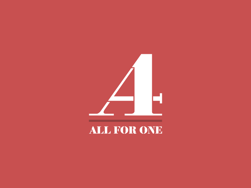 All 4 One 1 4 all for one animate animation four logo monogram one one for all red stencil