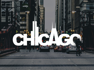 Chicago bike chi town chicago chitown city downtown hancock building logo sears tower typography willis tower windy city