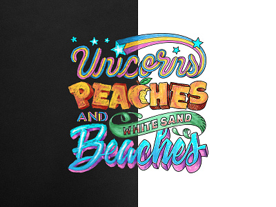 Unicorns Peaches and White Sand Beaches beach chalk doodle font hand letter lettering peach script sketch type typography unicorn