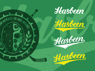 Hasbeen badge crayola goalie has been hasbeen hockey lettering script sports type typography vintage