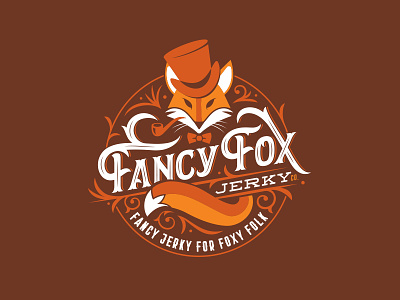 Fancy Fox Jerky badge bowtie fancy fox jerky lettering logo ornate retro type typography