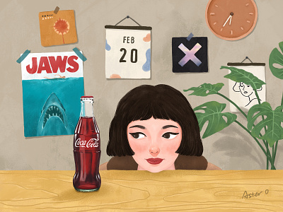 coke coke design girl illustration jaws plant