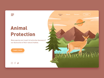 Green_2 deer design green illustration ui web