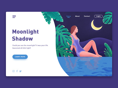 Moonlight Girl girl illustration moon swimming web