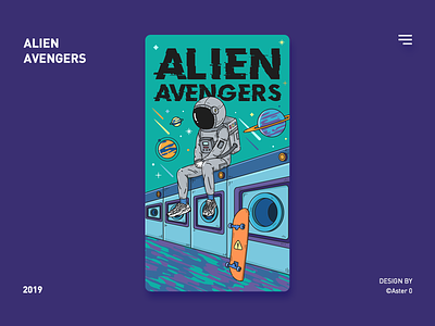 Alien Avengers astronaut illustration planet skate star