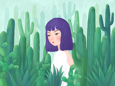 Cactus Girl cactus girl illustration plant