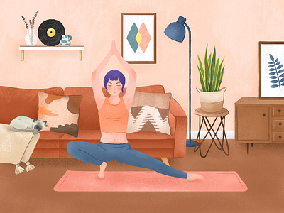 Life cat girl illustration yoga