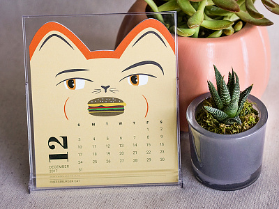 Cheeseburger Cat – Cat of the Month Calendar calendar cat cats cute design die-cut illustration packaging