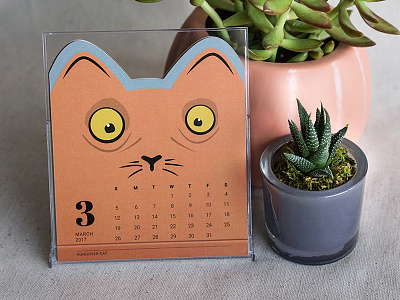 Hungover Cat – Cat of the Month Calendar 2017 calendar cat die-cut drunk illustration kitty