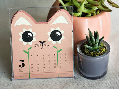 Cat of the Month Calendar: May calendar cat desktop dieline flower illustration kitty