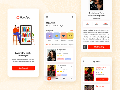 BookApp - The Book Reading App adobe xd book app book reading concept app design design studio mobile design mobile ui rapidgems ui user experience ux design visual design
