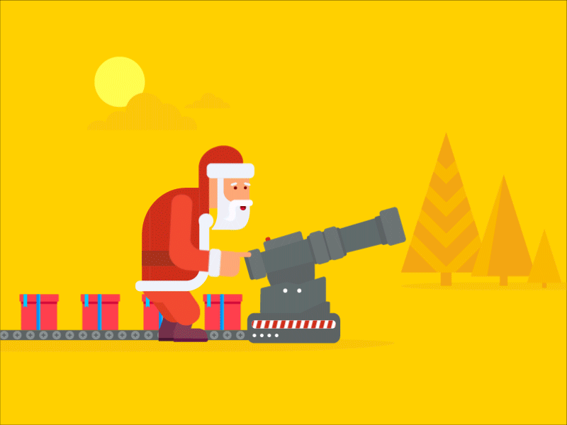 Fire in the HoHoHo! animation cannon christmas greetings holidays illustration motion motion graphics presents santa