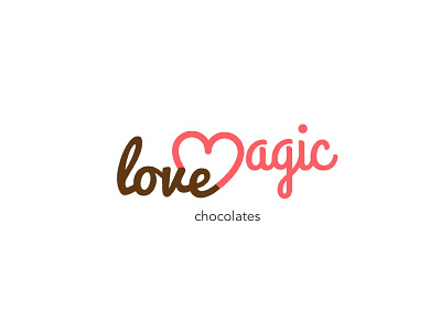 Love Magic Choclates logo branding chocolate design flat icon illustration logo love love logo magic red round